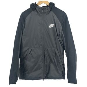 Nike Mens Windrunner Full Zip Fleece Lined Hoodie Jacket Gray Black Size Medium